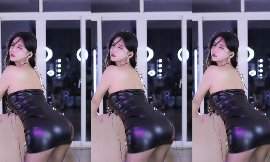 小恩雅 紫光紧身皮裙带声舞-lcoser